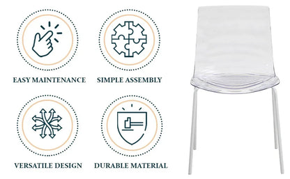 Astor Dining Chairs with ABS Plastic Seats in White Stainless Steel - Elax Furniture