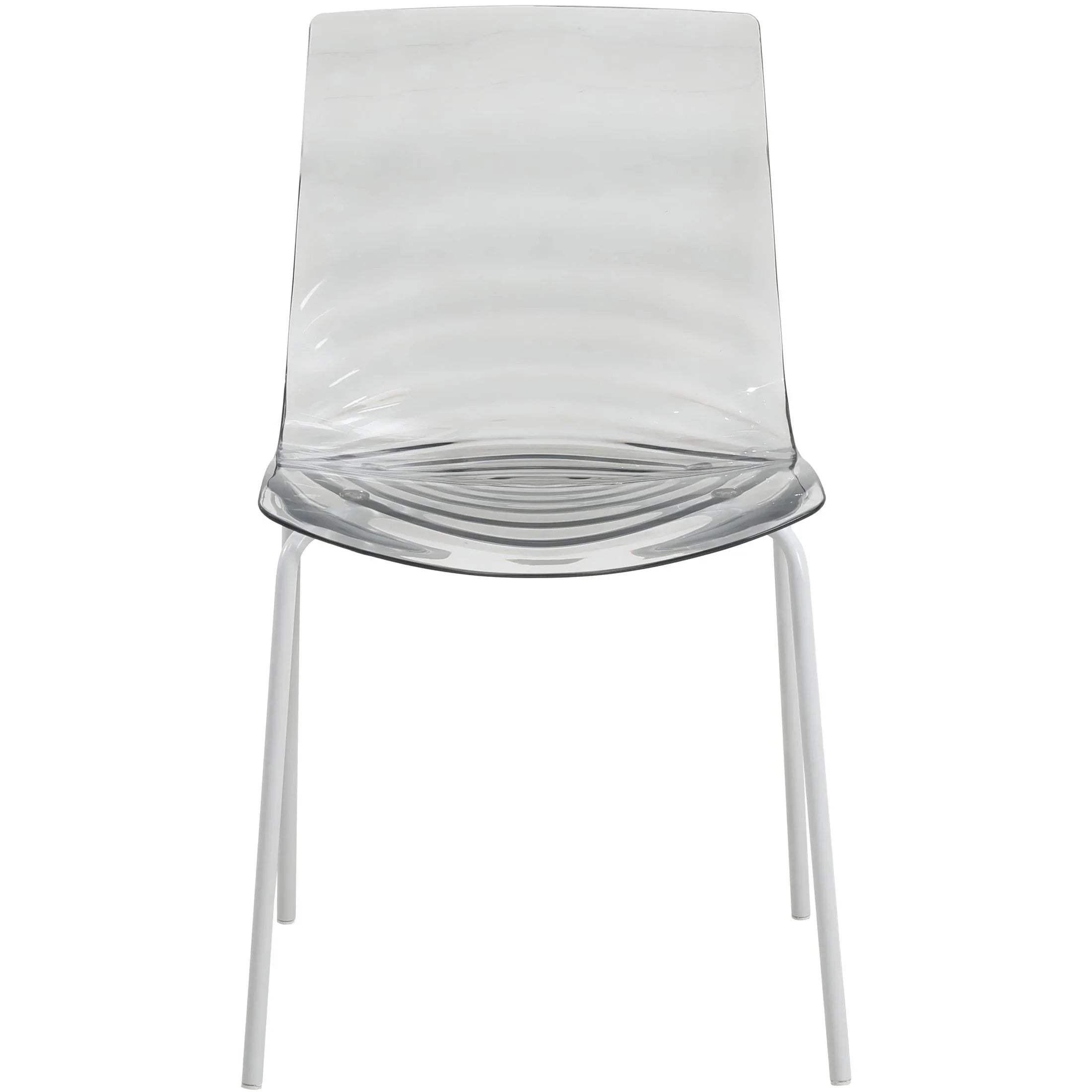 Astor Water Ripple Design Dining Chair in White Stainless Steel Set of 4 - Elax Furniture