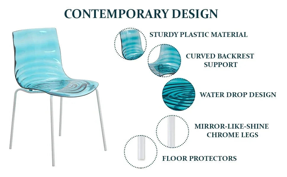 Astor Dining Chairs with ABS Plastic Seats in White Stainless Steel - Elax Furniture