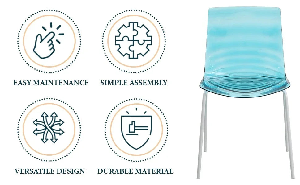 Astor Dining Chairs with ABS Plastic Seats in White Stainless Steel - Elax Furniture