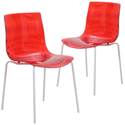 Astor Dining Chairs with ABS Plastic Seats in White Stainless Steel - Elax Furniture