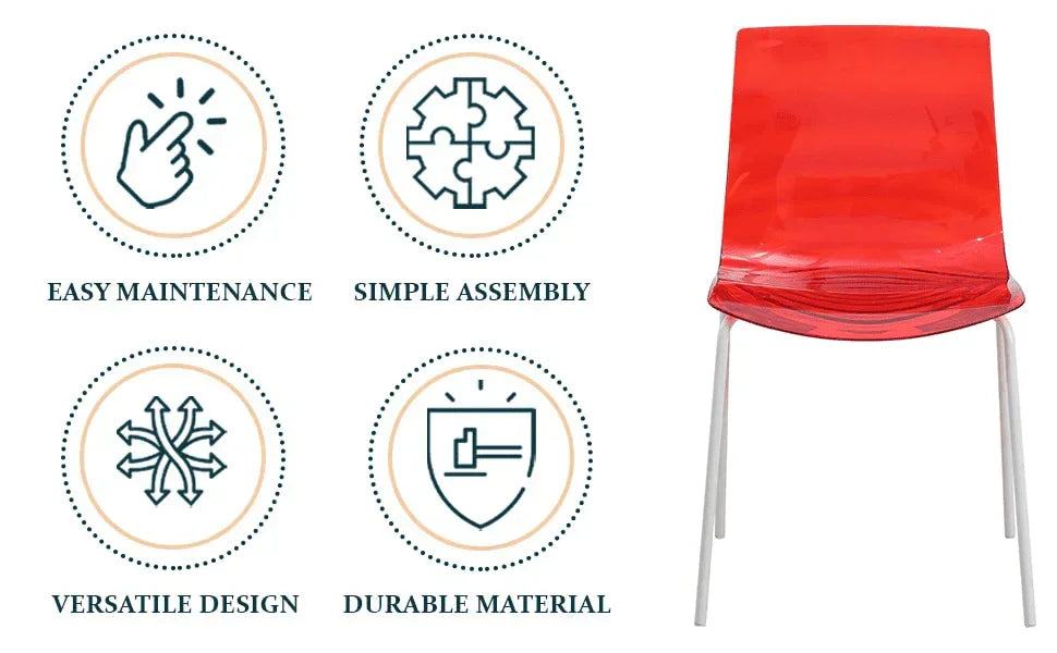 Astor Dining Chair Modern ABS Plastic Side Chair with Stainless-Steel Legs - Elax Furniture