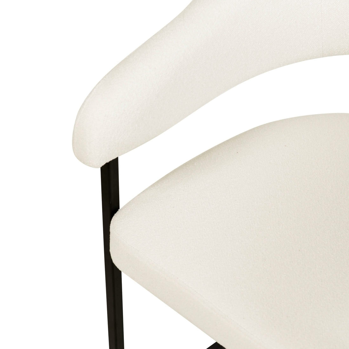 Aero Modern Upholstered Dining Chair with Padded Seat and Powder-Coated Iron Frame White Boucle Dining Chair Your Vendor Name