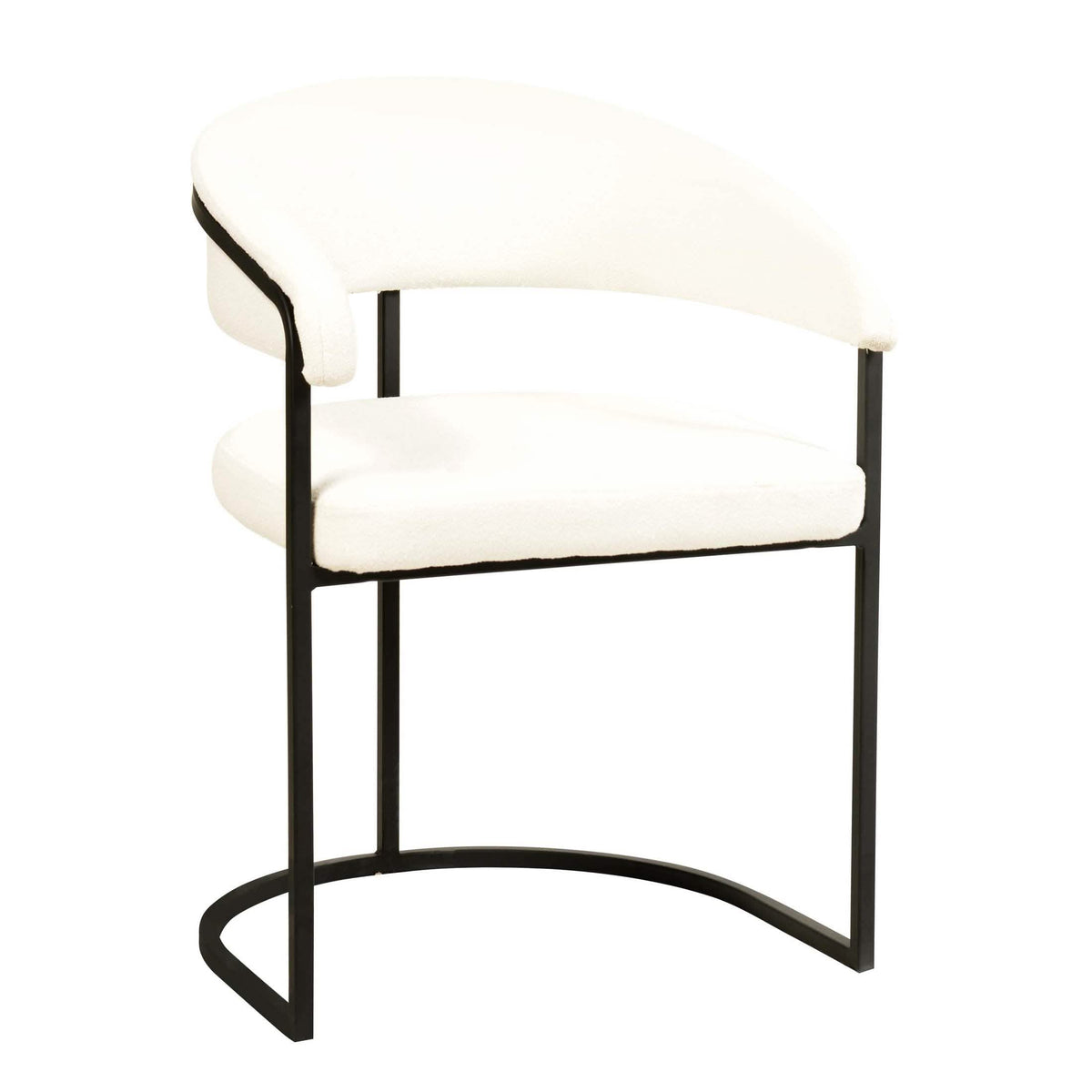 Aero Modern Upholstered Dining Chair with Padded Seat and Powder-Coated Iron Frame White Boucle Dining Chair Your Vendor Name
