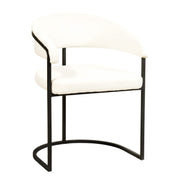 Aero Modern Upholstered Dining Chair with Padded Seat and Powder-Coated Iron Frame White Boucle Dining Chair Your Vendor Name