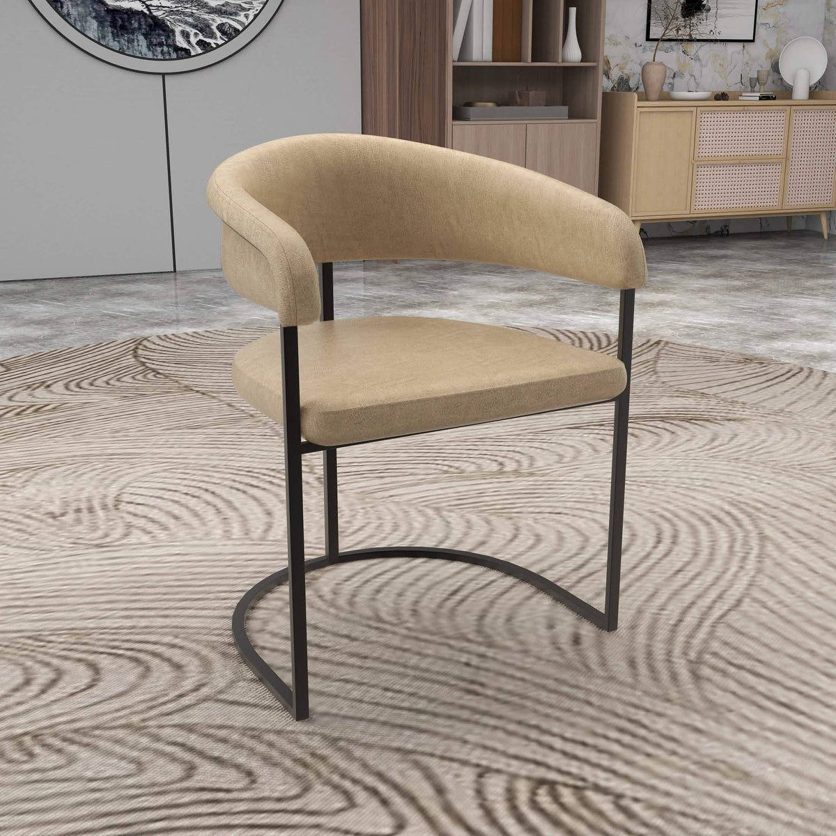 Aero Modern Upholstered Dining Chair with Padded Seat and Powder-Coated Iron Frame Taupe Leather Dining Chair Your Vendor Name