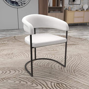 Aero Modern Upholstered Dining Chair with Padded Seat and Powder-Coated Iron Frame White Boucle Dining Chair Your Vendor Name