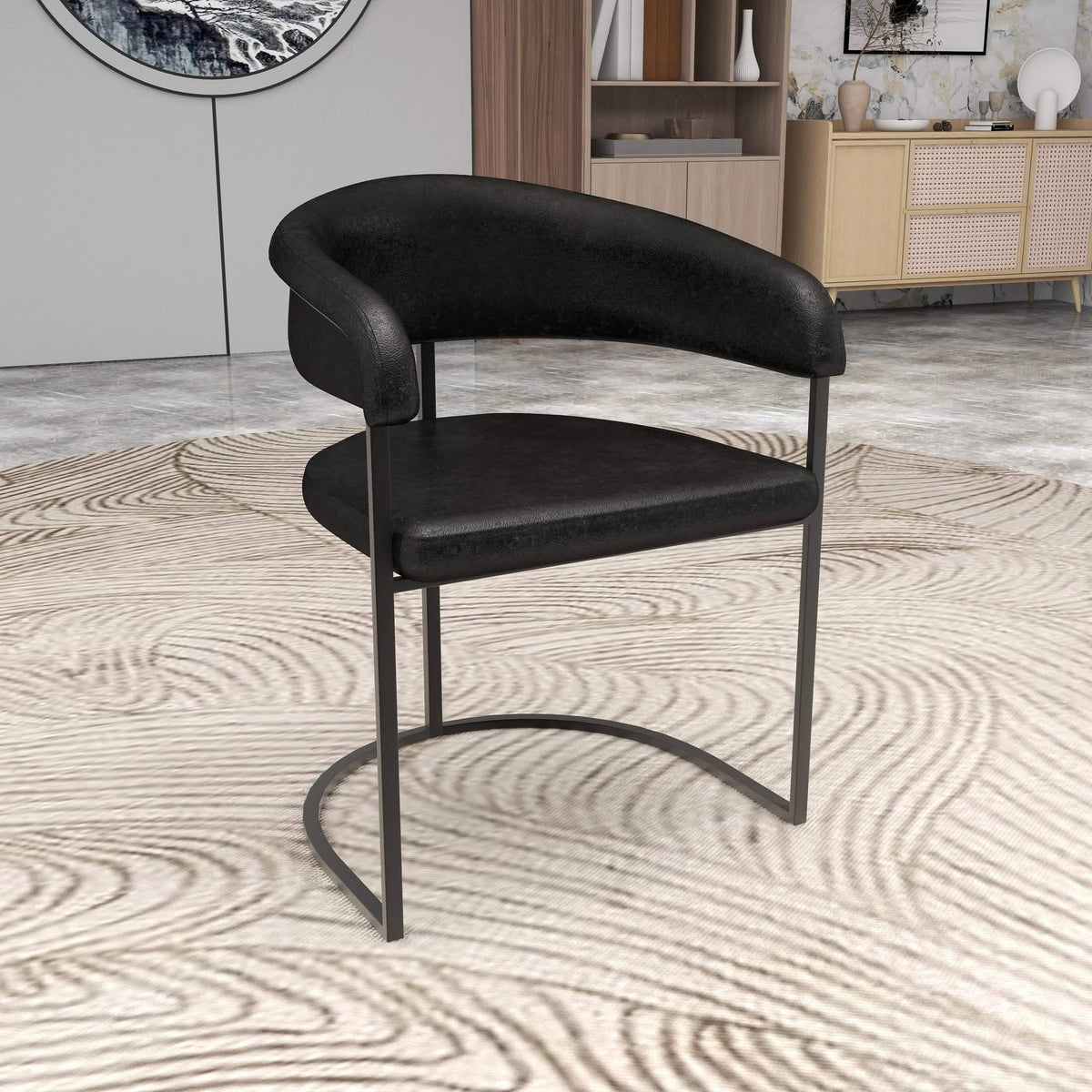 Aero Modern Upholstered Dining Chair with Padded Seat and Powder-Coated Iron Frame Charcoal Leather Dining Chair Your Vendor Name