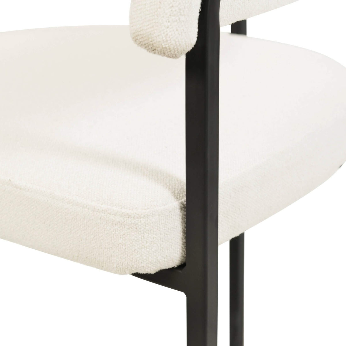 Aero Modern Upholstered Dining Chair with Padded Seat and Powder-Coated Iron Frame White Boucle Dining Chair Your Vendor Name