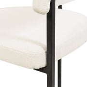 Aero Modern Upholstered Dining Chair with Padded Seat and Powder-Coated Iron Frame White Boucle Dining Chair Your Vendor Name