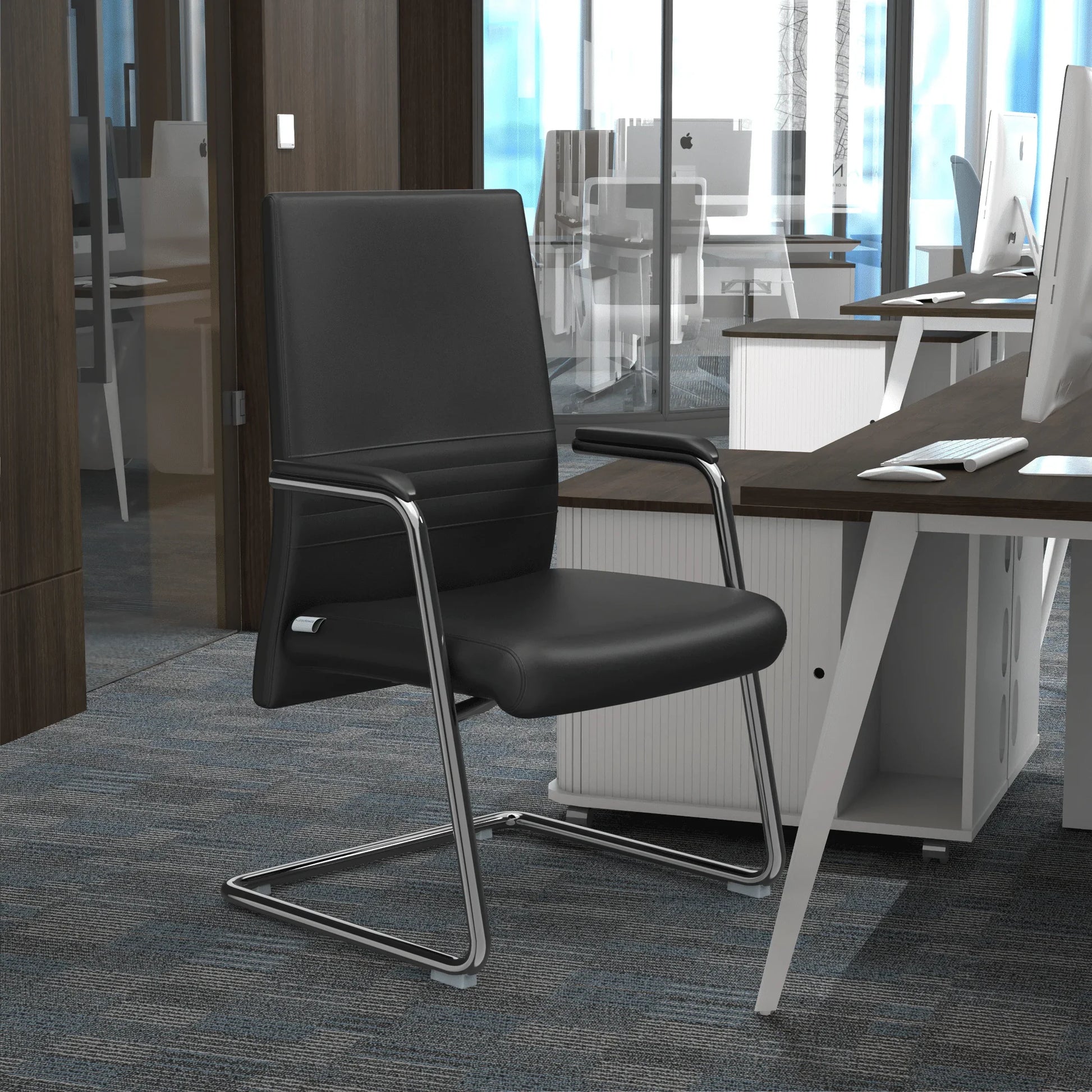 Aleen Office Chair with Upholstered Seat and Metal Armrest - Elax Furniture