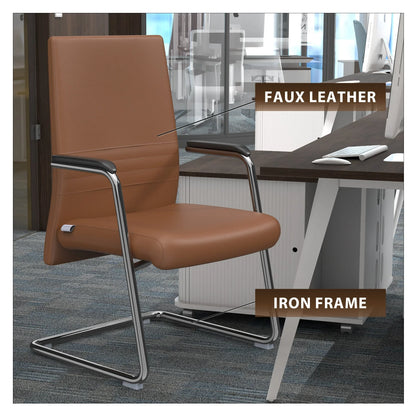 Aleen Office Chair with Upholstered Seat and Metal Armrest - Elax Furniture