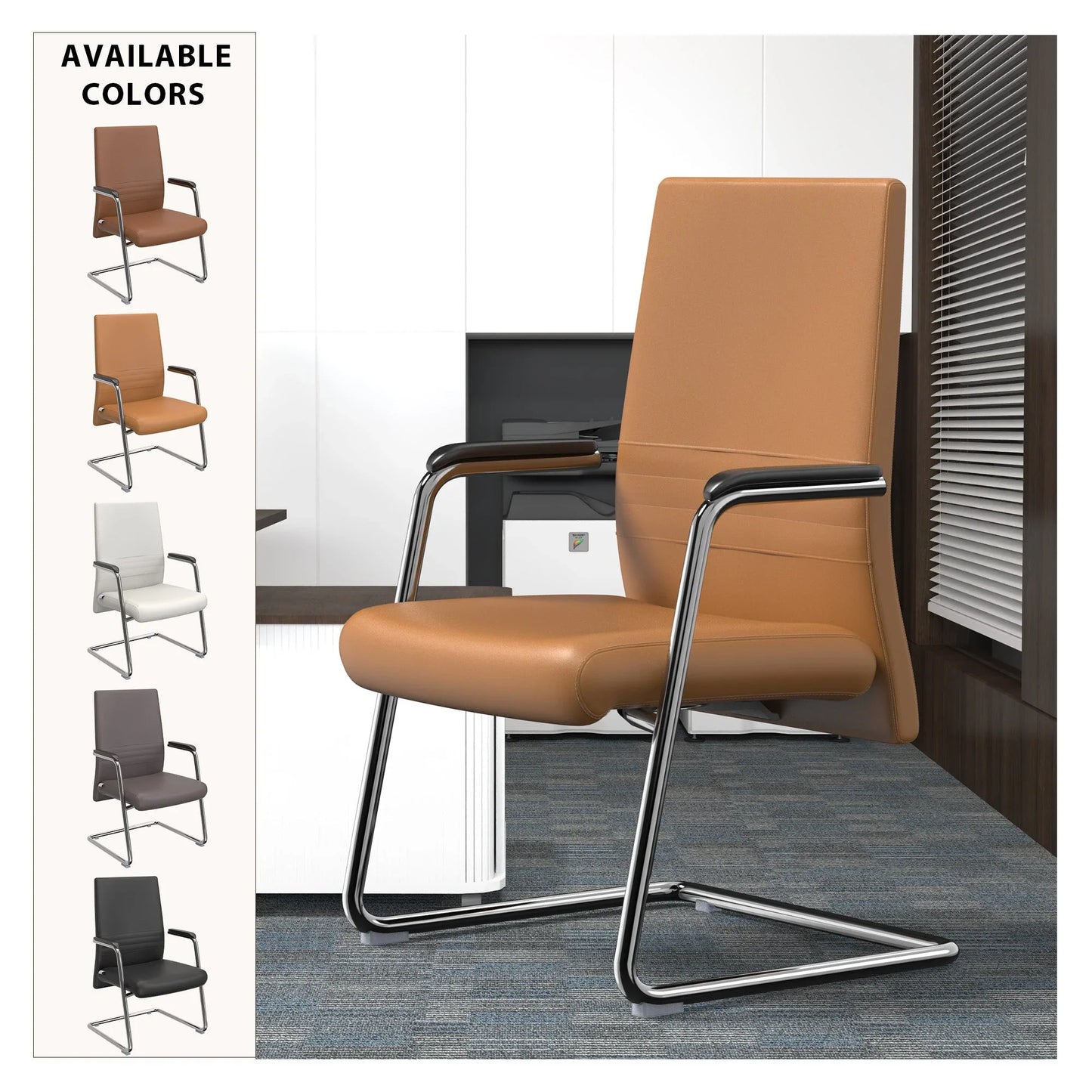 Aleen Office Chair with Upholstered Seat and Metal Armrest - Elax Furniture