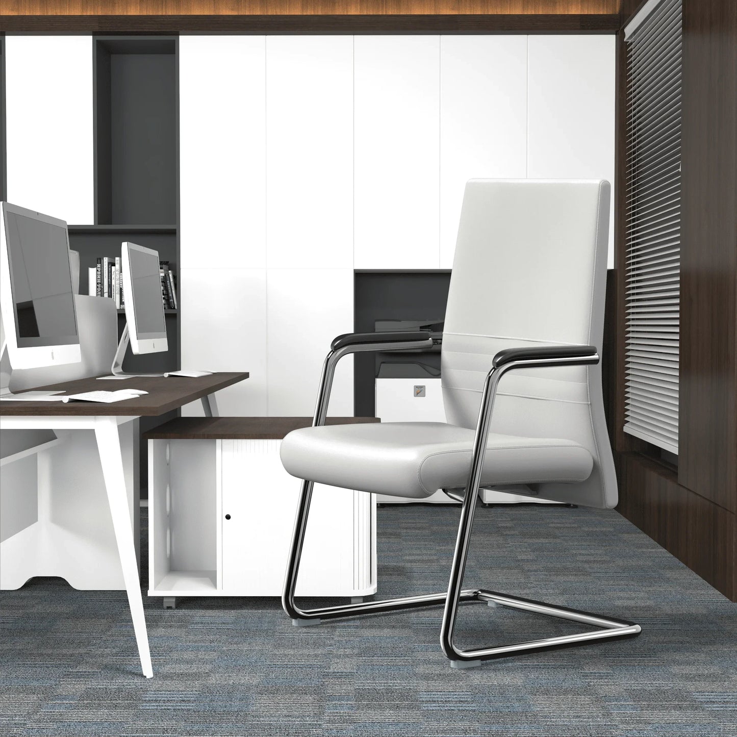 Aleen Office Chair with Upholstered Seat and Metal Armrest - Elax Furniture