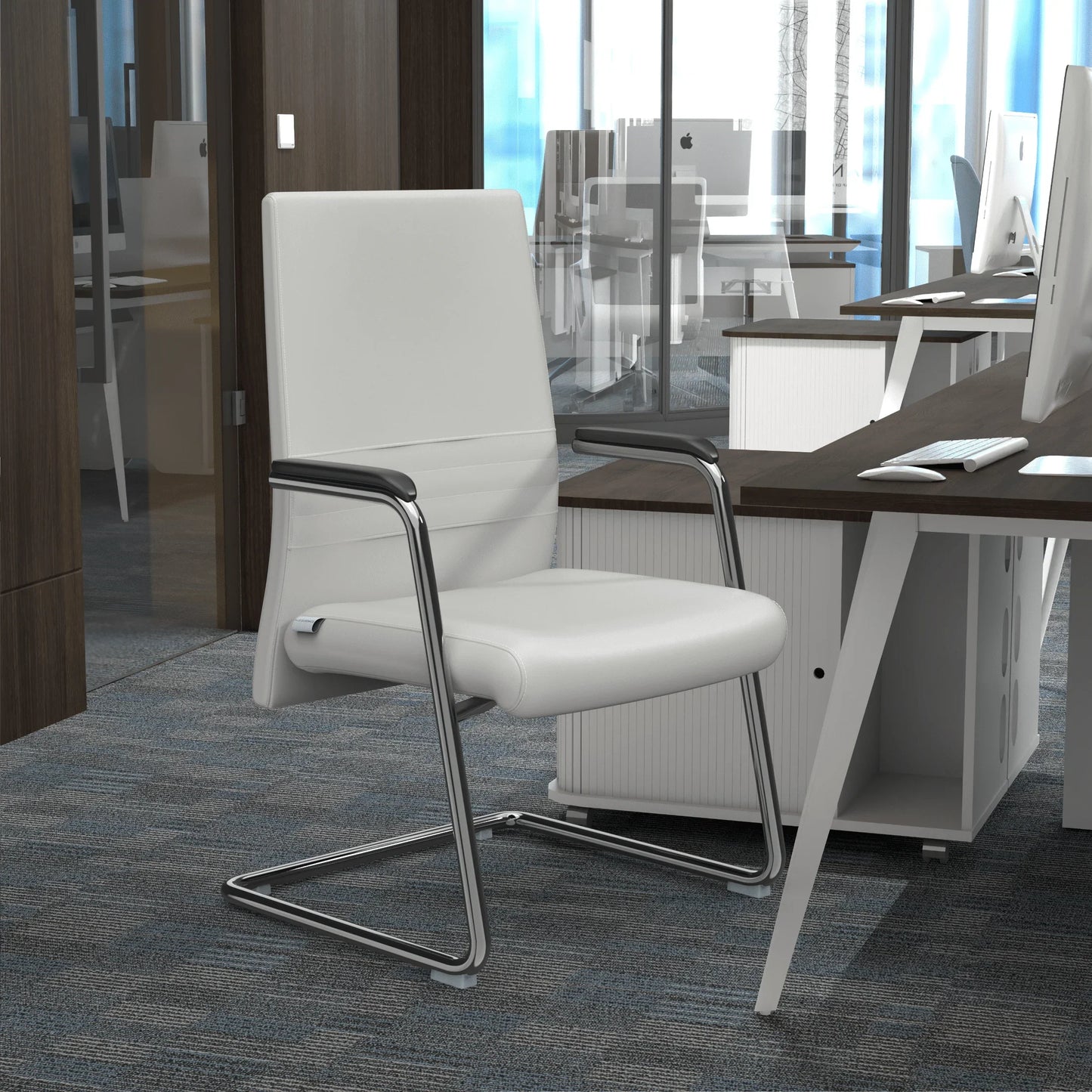 Aleen Office Chair with Upholstered Seat and Metal Armrest - Elax Furniture