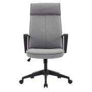 Aiaria Ergonomic High-Back Leather Office Chair with Adjustable Height, Swivel, Tilt, and Double Wheel Casters Grey Office Chair Your Vendor Name