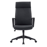 Aiaria Ergonomic High-Back Leather Office Chair with Adjustable Height, Swivel, Tilt, and Double Wheel Casters Black Office Chair Your Vendor Name