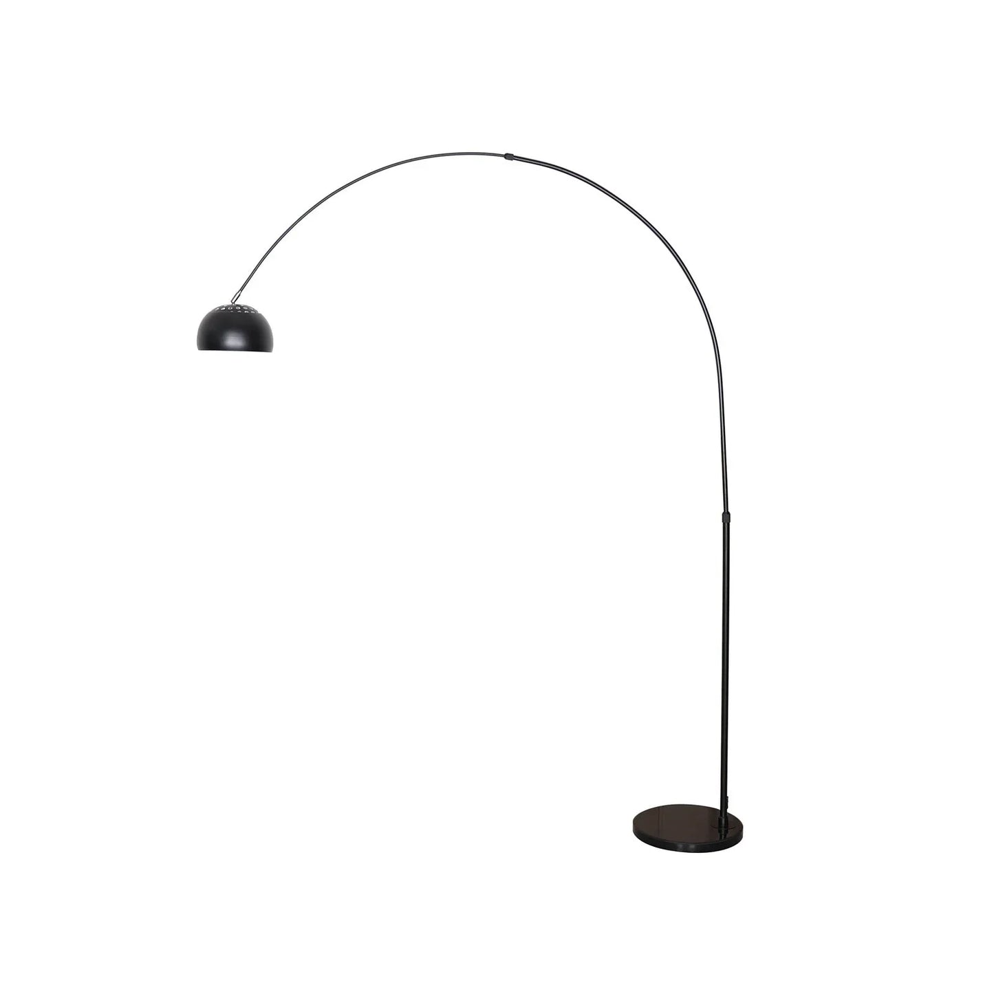 Arco Modern 76" Arched Floor Lamp: Black Marble Base & Metal Dome Shade - Elax Furniture
