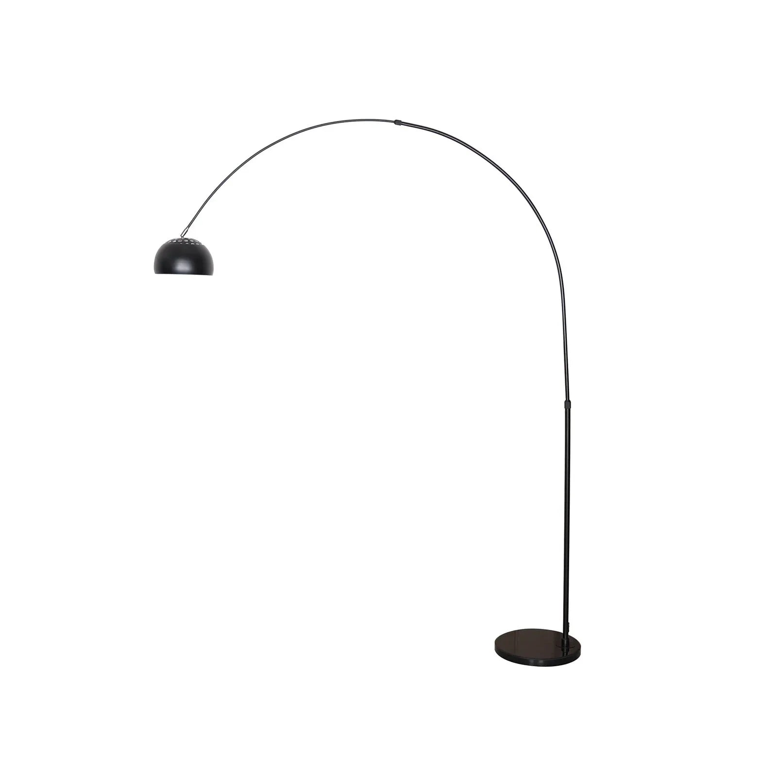 Arco Modern 76" Arched Floor Lamp: Black Marble Base & Metal Dome Shade - Elax Furniture