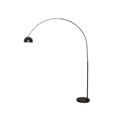 Arco Modern 76" Arched Floor Lamp: Black Marble Base & Metal Dome Shade - Elax Furniture
