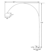Arco Modern 76" Arched Floor Lamp: Black Marble Base & Metal Dome Shade - Elax Furniture