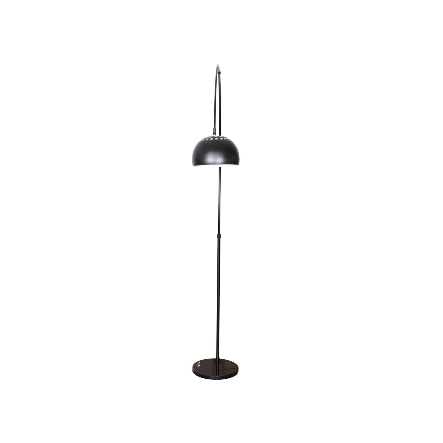 Arco Modern 76" Arched Floor Lamp: Black Marble Base & Metal Dome Shade - Elax Furniture