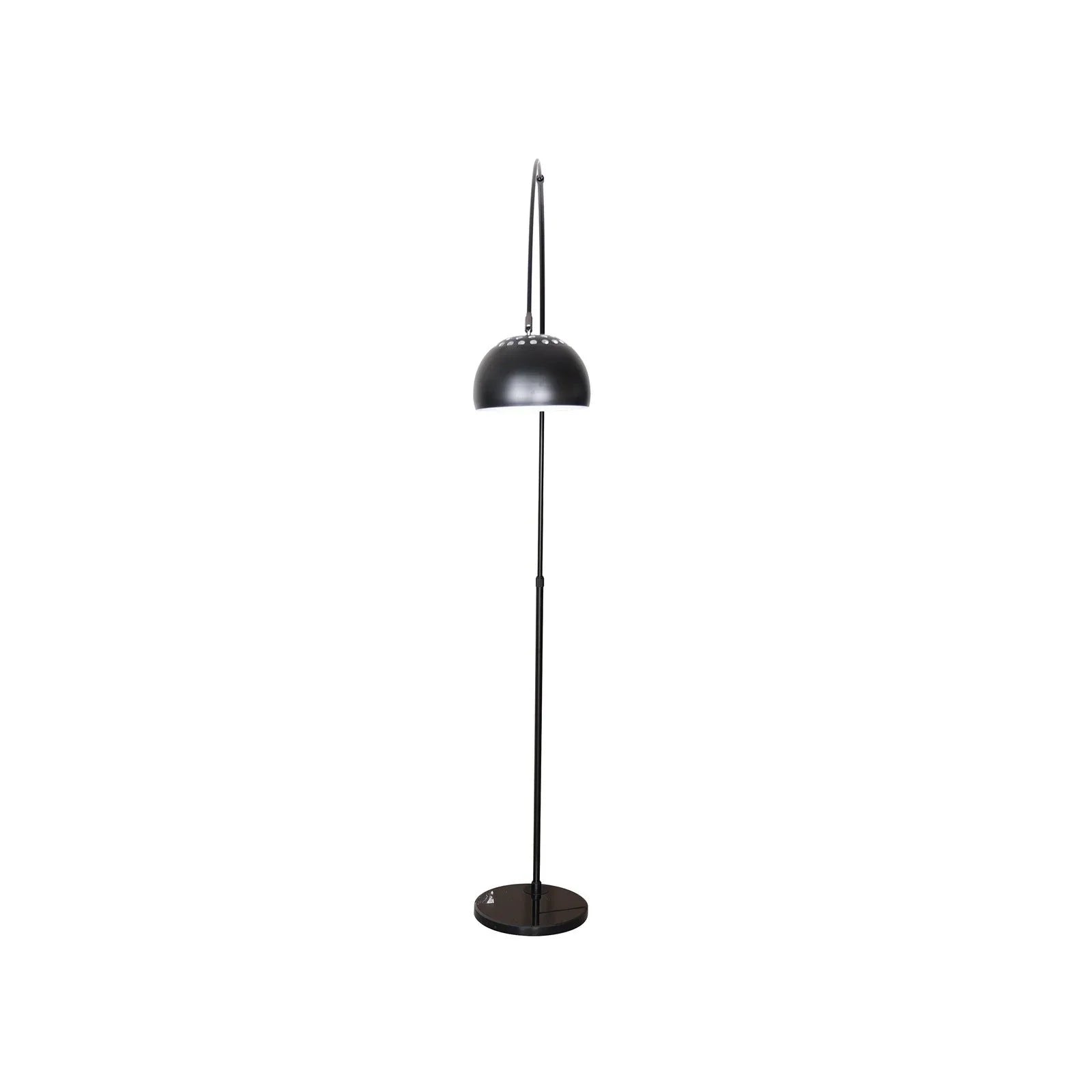 Arco Modern 76" Arched Floor Lamp: Black Marble Base & Metal Dome Shade - Elax Furniture