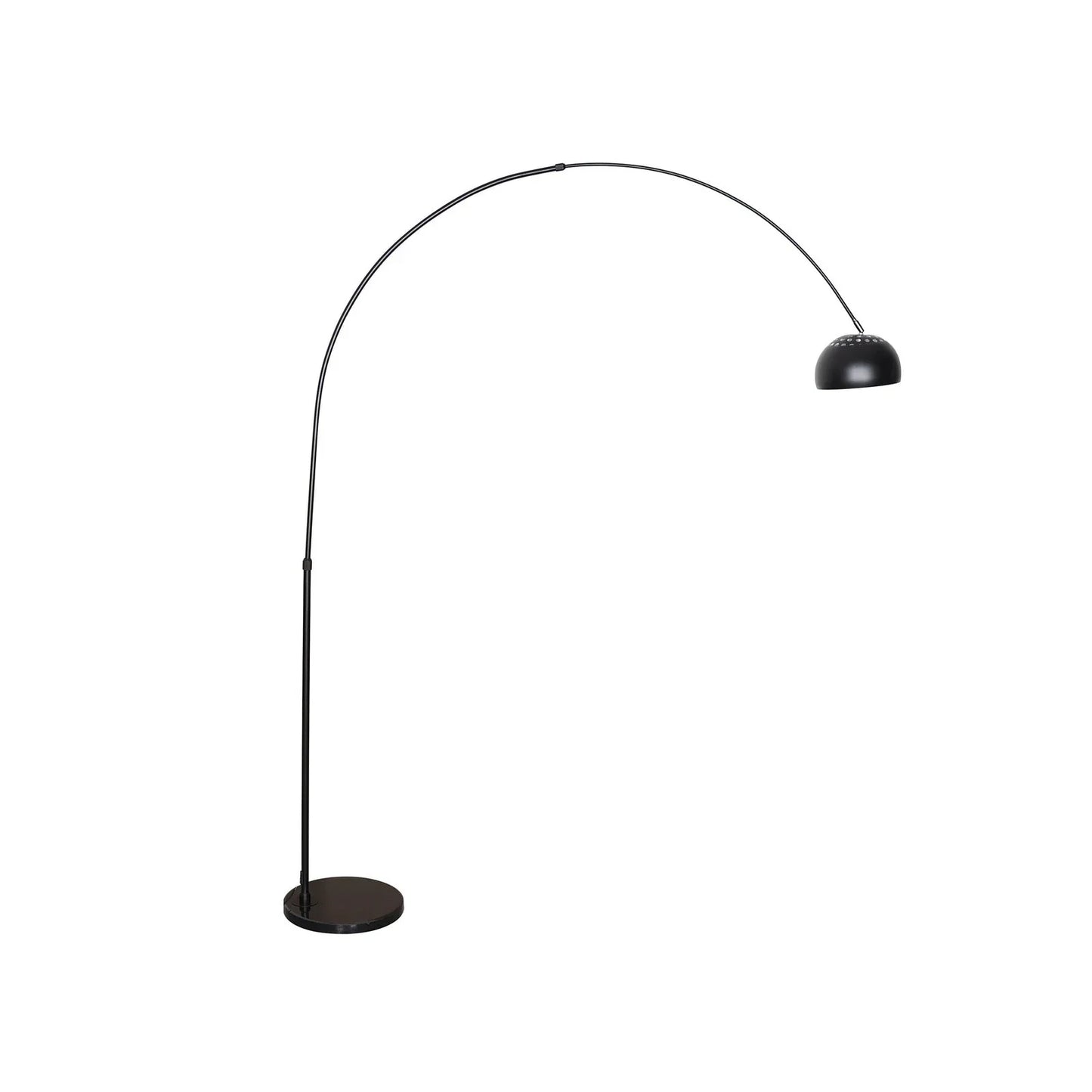Arco Modern 76" Arched Floor Lamp: Black Marble Base & Metal Dome Shade - Elax Furniture