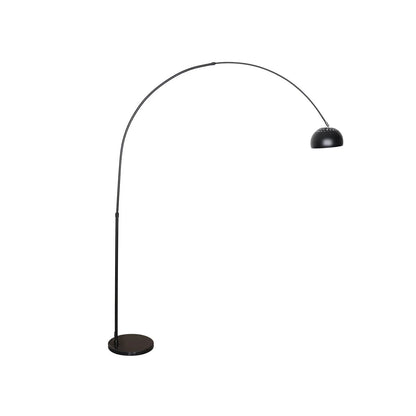 Arco Modern 76" Arched Floor Lamp: Black Marble Base & Metal Dome Shade - Elax Furniture