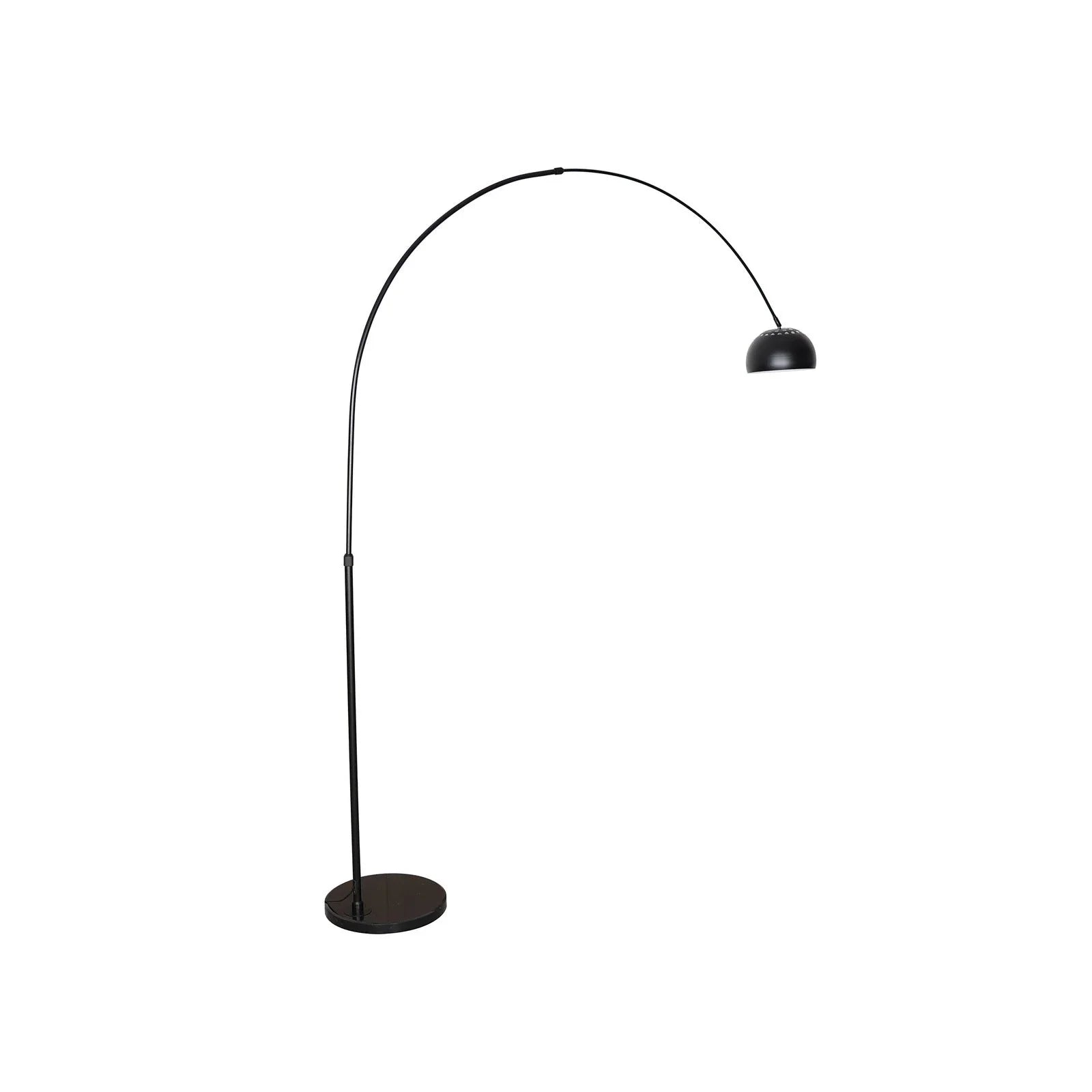 Arco Modern 76" Arched Floor Lamp: Black Marble Base & Metal Dome Shade - Elax Furniture