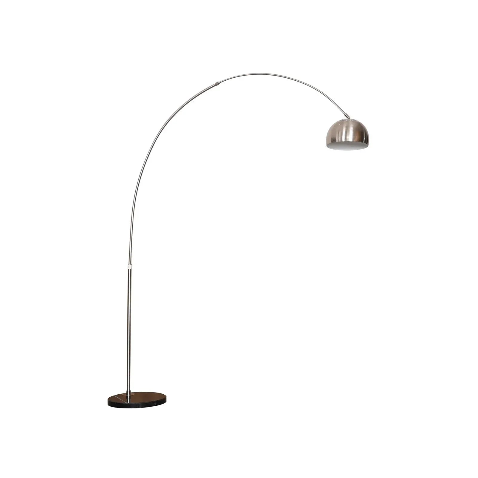 Arco Modern 76" Arched Floor Lamp: Black Marble Base & Metal Dome Shade - Elax Furniture