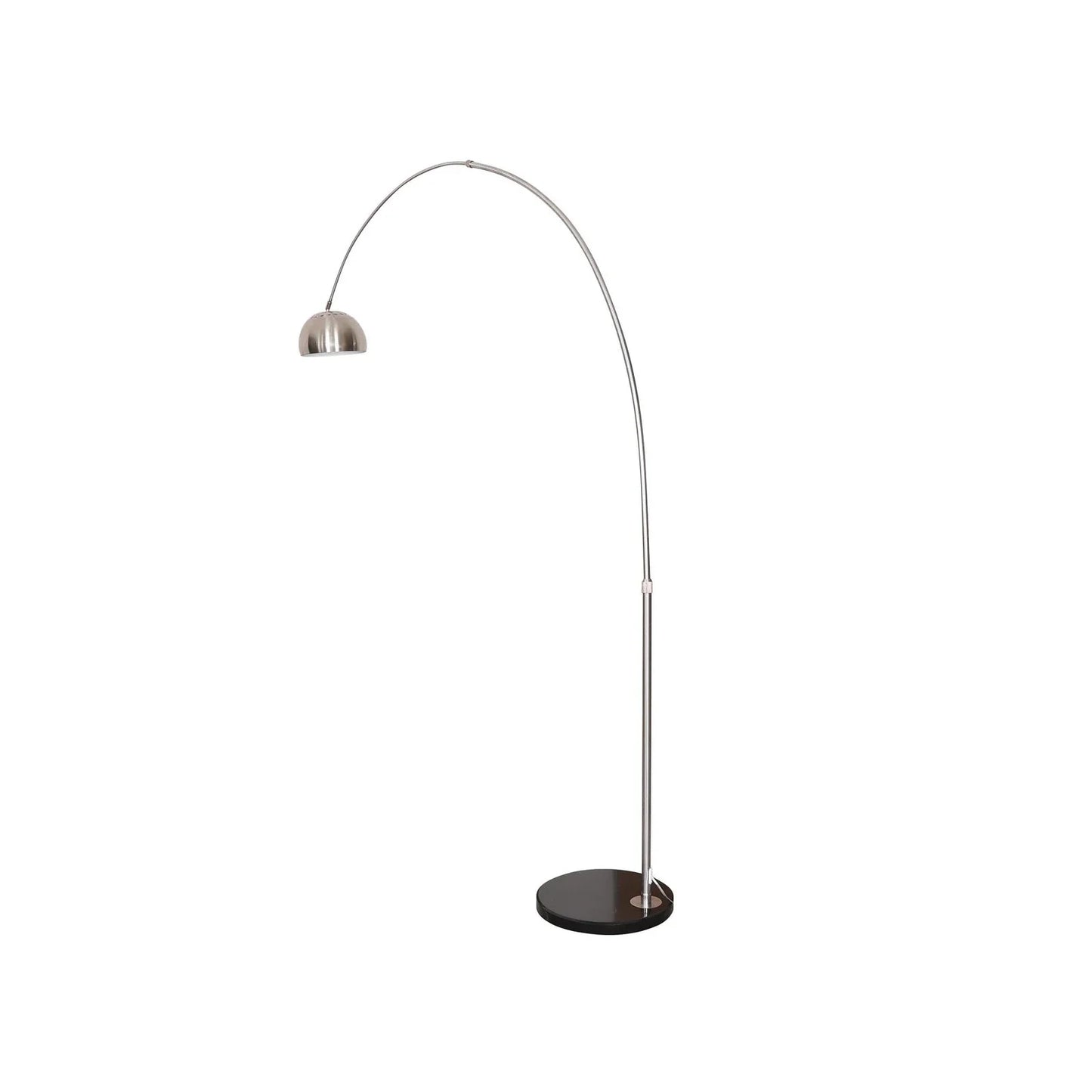 Arco Modern 76" Arched Floor Lamp: Black Marble Base & Metal Dome Shade - Elax Furniture