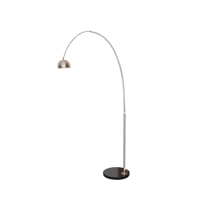 Arco Modern 76" Arched Floor Lamp: Black Marble Base & Metal Dome Shade - Elax Furniture