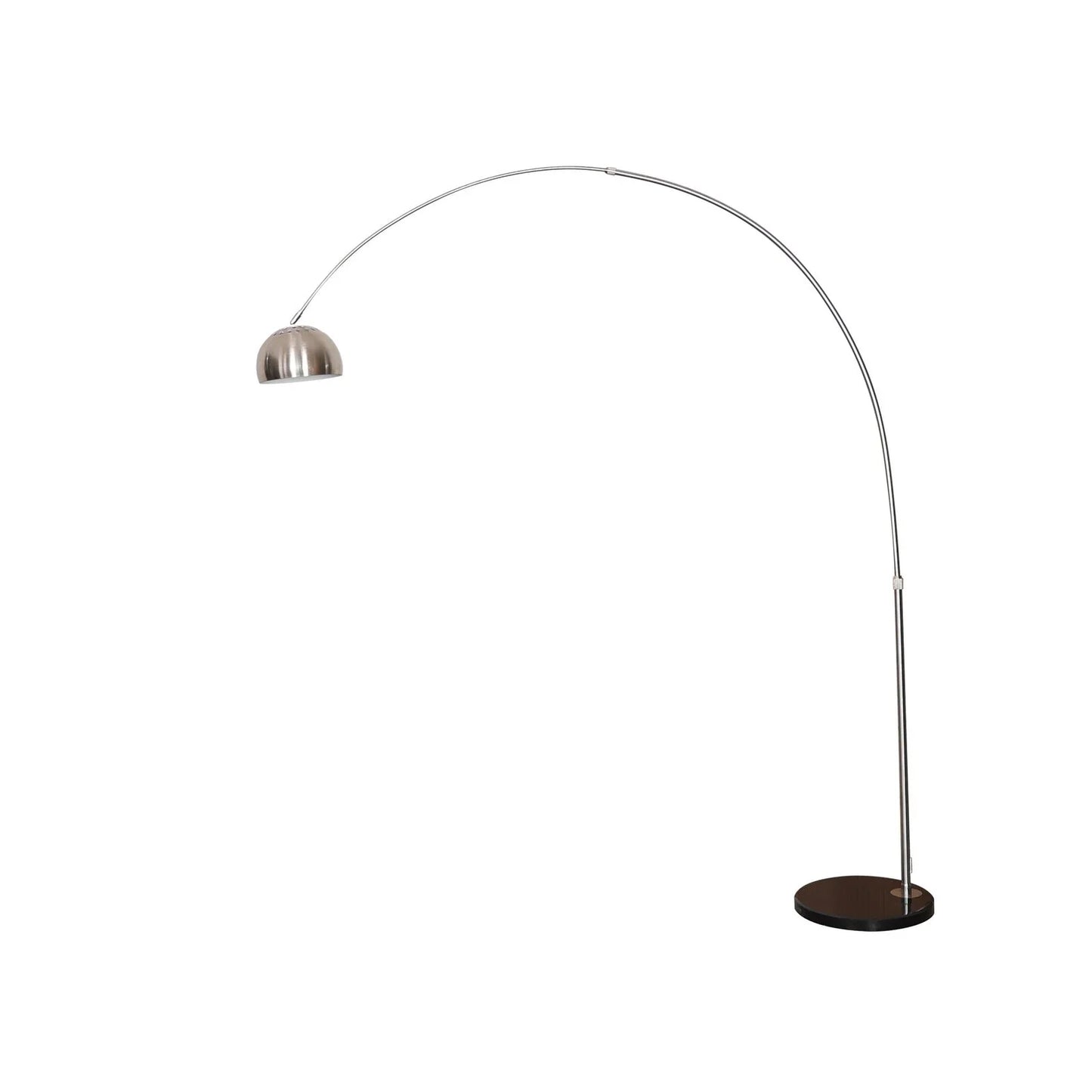 Arco Modern 76" Arched Floor Lamp: Black Marble Base & Metal Dome Shade - Elax Furniture