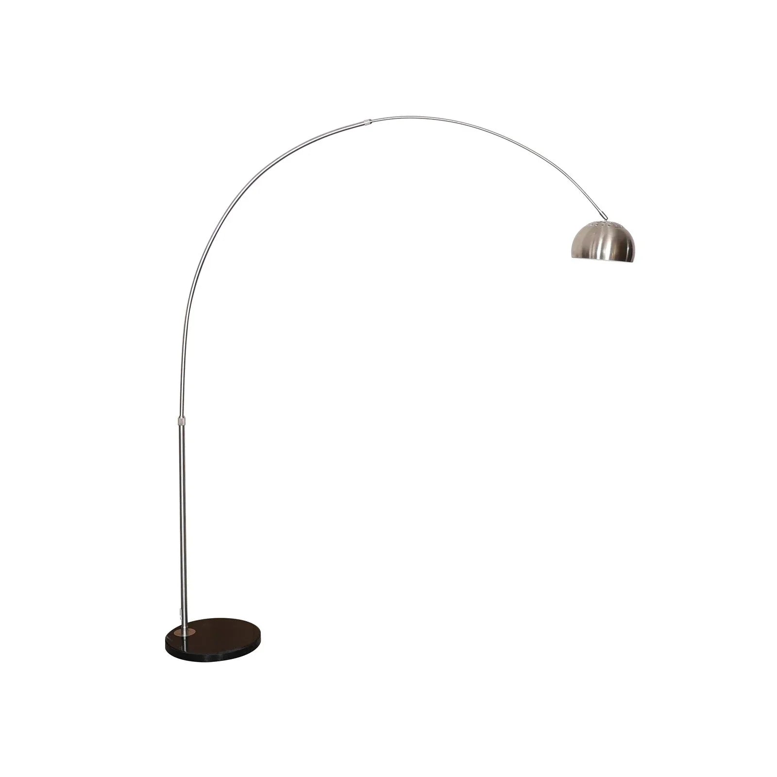 Arco Modern 76" Arched Floor Lamp: Black Marble Base & Metal Dome Shade - Elax Furniture