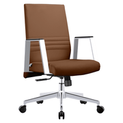 Aleen Leather Office Chair with Adjustable Height, Tilt and 360 Degree Swivel Dark Brown Office Chair Leisuremod