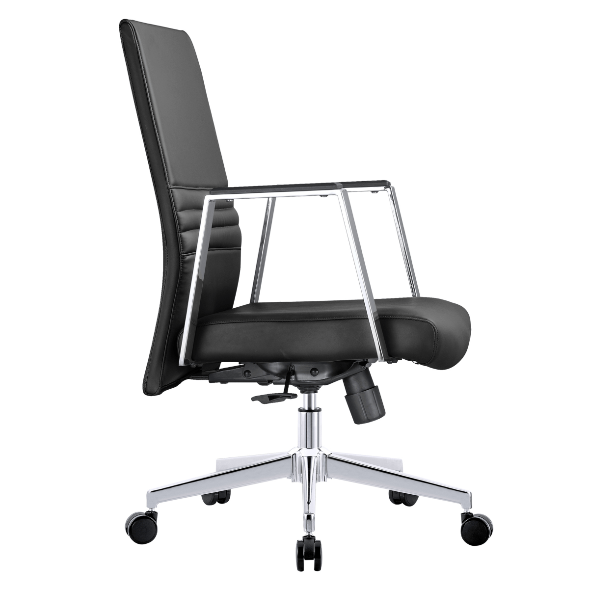 Aleen Leather Office Chair with Adjustable Height, Tilt and 360 Degree Swivel Black Office Chair Leisuremod