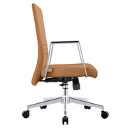 Aleen Leather Office Chair with Adjustable Height, Tilt and 360 Degree Swivel Acorn Brown Office Chair Leisuremod