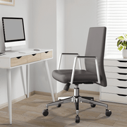 Aleen Leather Office Chair with Adjustable Height, Tilt and 360 Degree Swivel Grey Office Chair Leisuremod
