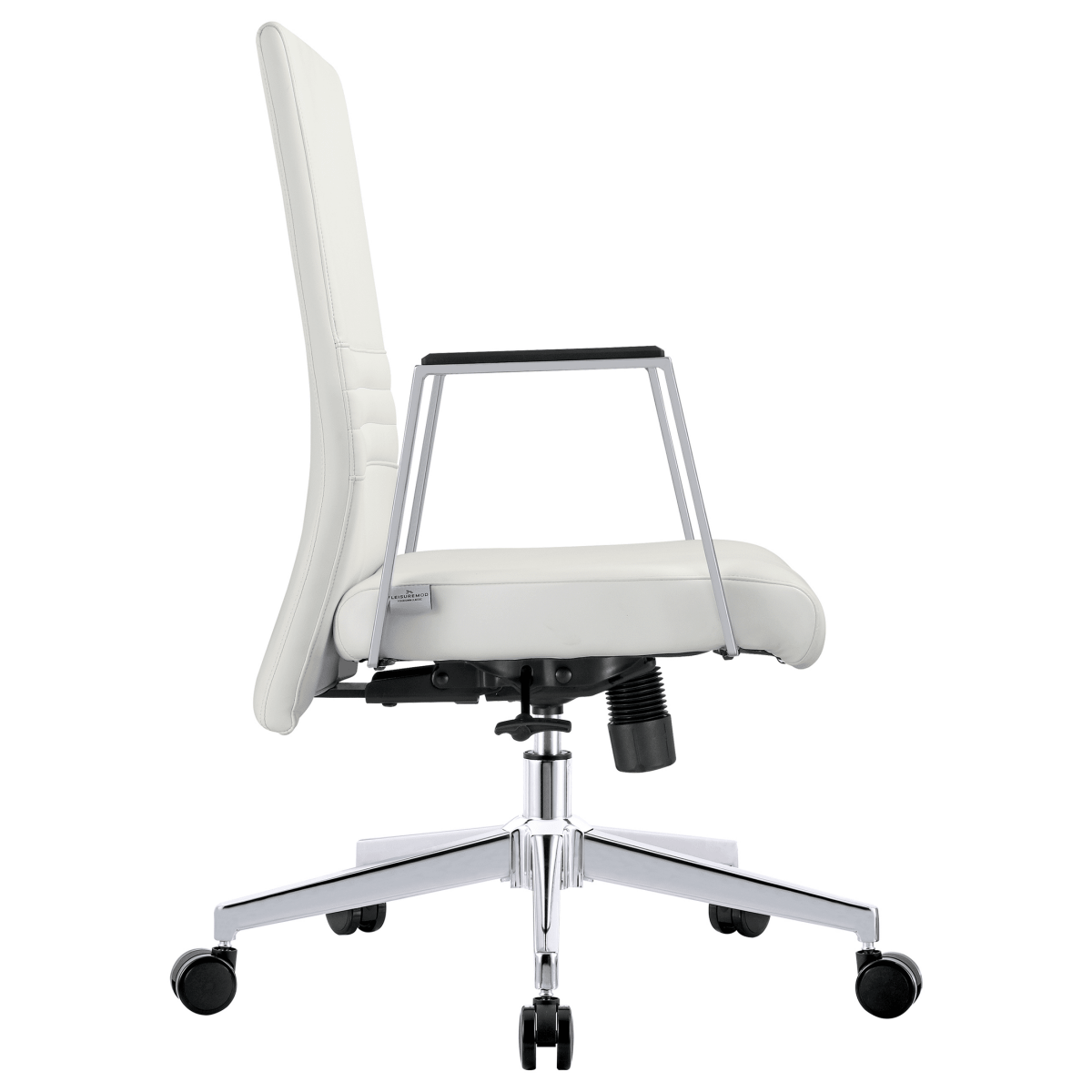 Aleen Leather Office Chair with Adjustable Height, Tilt and 360 Degree Swivel White Office Chair Leisuremod