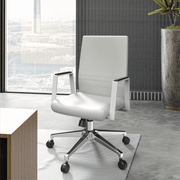 Aleen Leather Office Chair with Adjustable Height, Tilt and 360 Degree Swivel White Office Chair Leisuremod