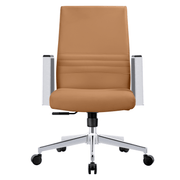 Aleen Leather Office Chair with Adjustable Height, Tilt and 360 Degree Swivel Acorn Brown Office Chair Leisuremod