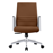 Aleen Leather Office Chair with Adjustable Height, Tilt and 360 Degree Swivel Dark Brown Office Chair Leisuremod