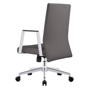 Aleen Leather Office Chair with Adjustable Height, Tilt and 360 Degree Swivel Grey Office Chair Leisuremod