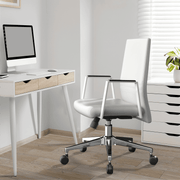 Aleen Leather Office Chair with Adjustable Height, Tilt and 360 Degree Swivel White Office Chair Leisuremod