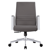 Aleen Leather Office Chair with Adjustable Height, Tilt and 360 Degree Swivel Grey Office Chair Leisuremod