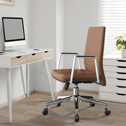 Aleen Leather Office Chair with Adjustable Height, Tilt and 360 Degree Swivel Dark Brown Office Chair Leisuremod