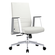 Aleen Leather Office Chair with Adjustable Height, Tilt and 360 Degree Swivel White Office Chair Leisuremod