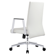 Aleen Leather Office Chair with Adjustable Height, Tilt and 360 Degree Swivel White Office Chair Leisuremod