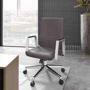 Aleen Leather Office Chair with Adjustable Height, Tilt and 360 Degree Swivel Grey Office Chair Leisuremod